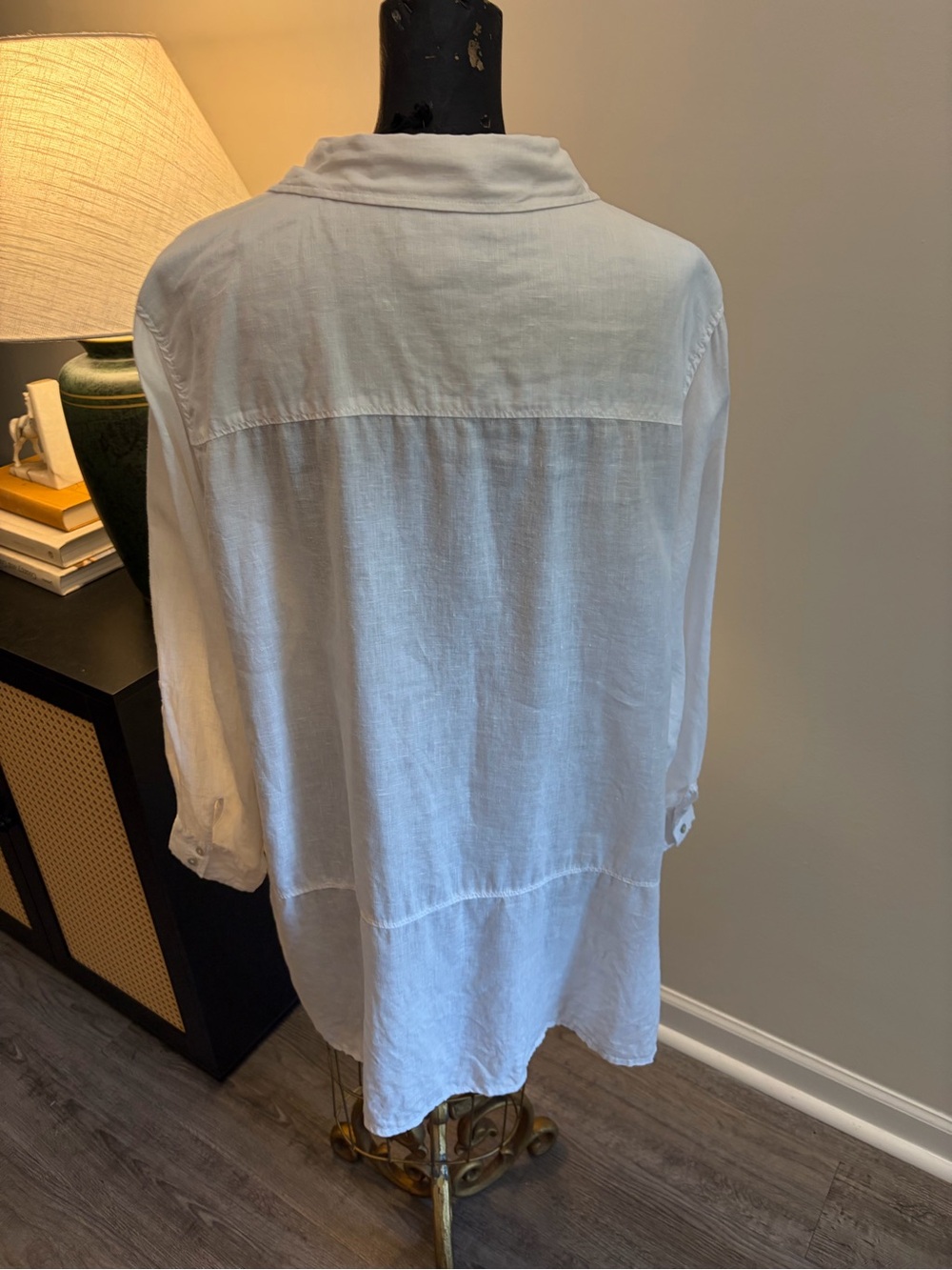 Tahari Coastal Old Money 100% Linen White Shirt Dress Tunic Size 2X Beach - Picture 5 of 15